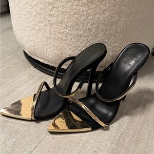 NEW Michael Costello Black and Gold Heels